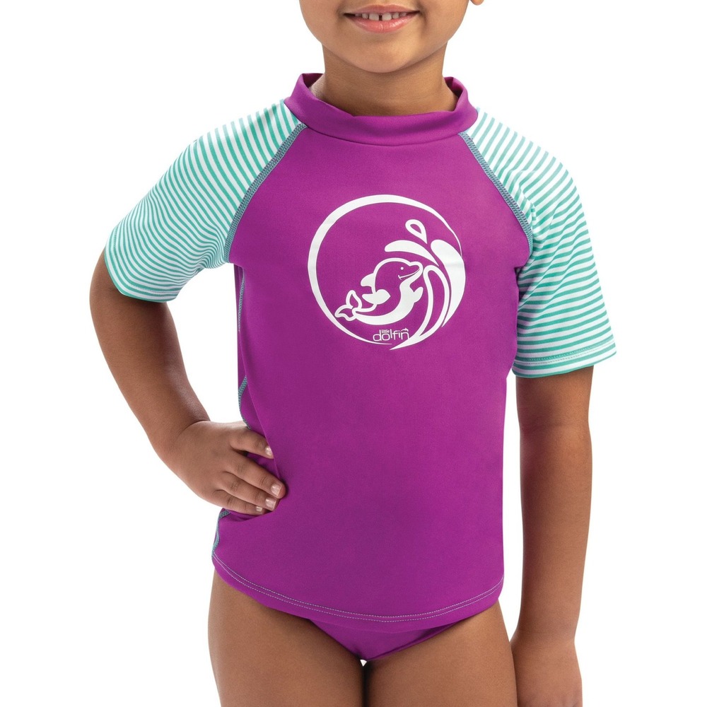 Little Dolfins Size 2T Purple Mint Rash‎ Guard Swim Shirt